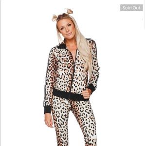 Leopard bomber jacket with stripes